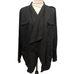 Caslon Open Draped Blazer Large Office Cotton Tencel Lyocell Large Womens Utilit